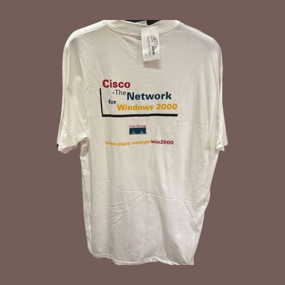 Hanes Beefy Cisco The Network For Windows 2000 Rare Short Sleeve T-shirt XL - Picture 1 of 3